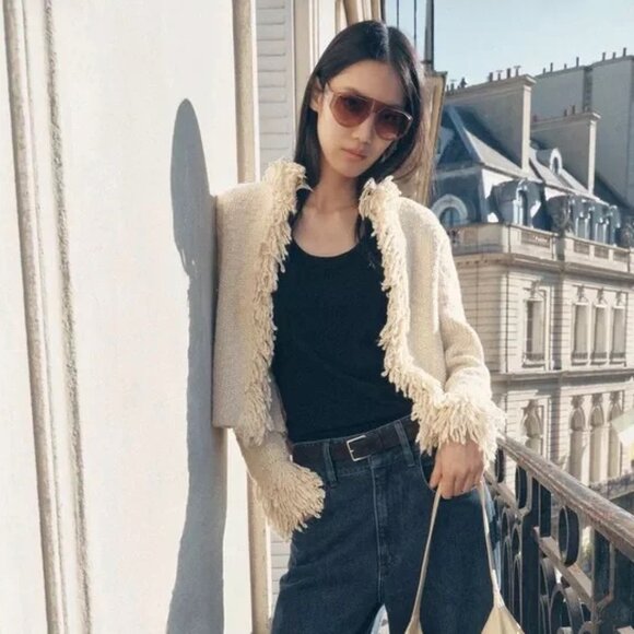 Zara Sweaters - Zara - Fringed Knit Jacket - Size S